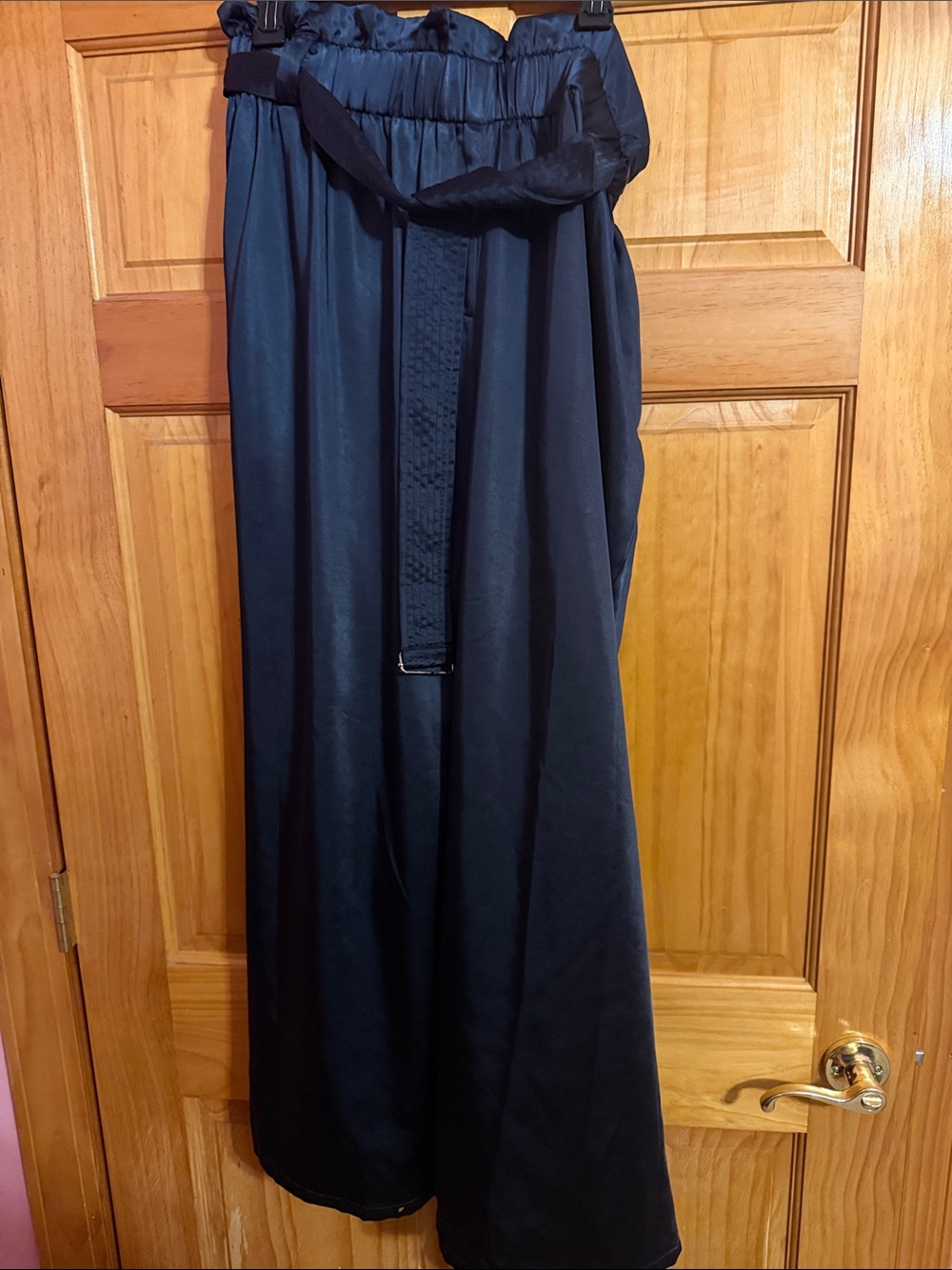 Sugarlips Black Wide-Leg Paperbag Waist Joggers with Belt